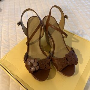 Michael Kors Tan Floral Wedges